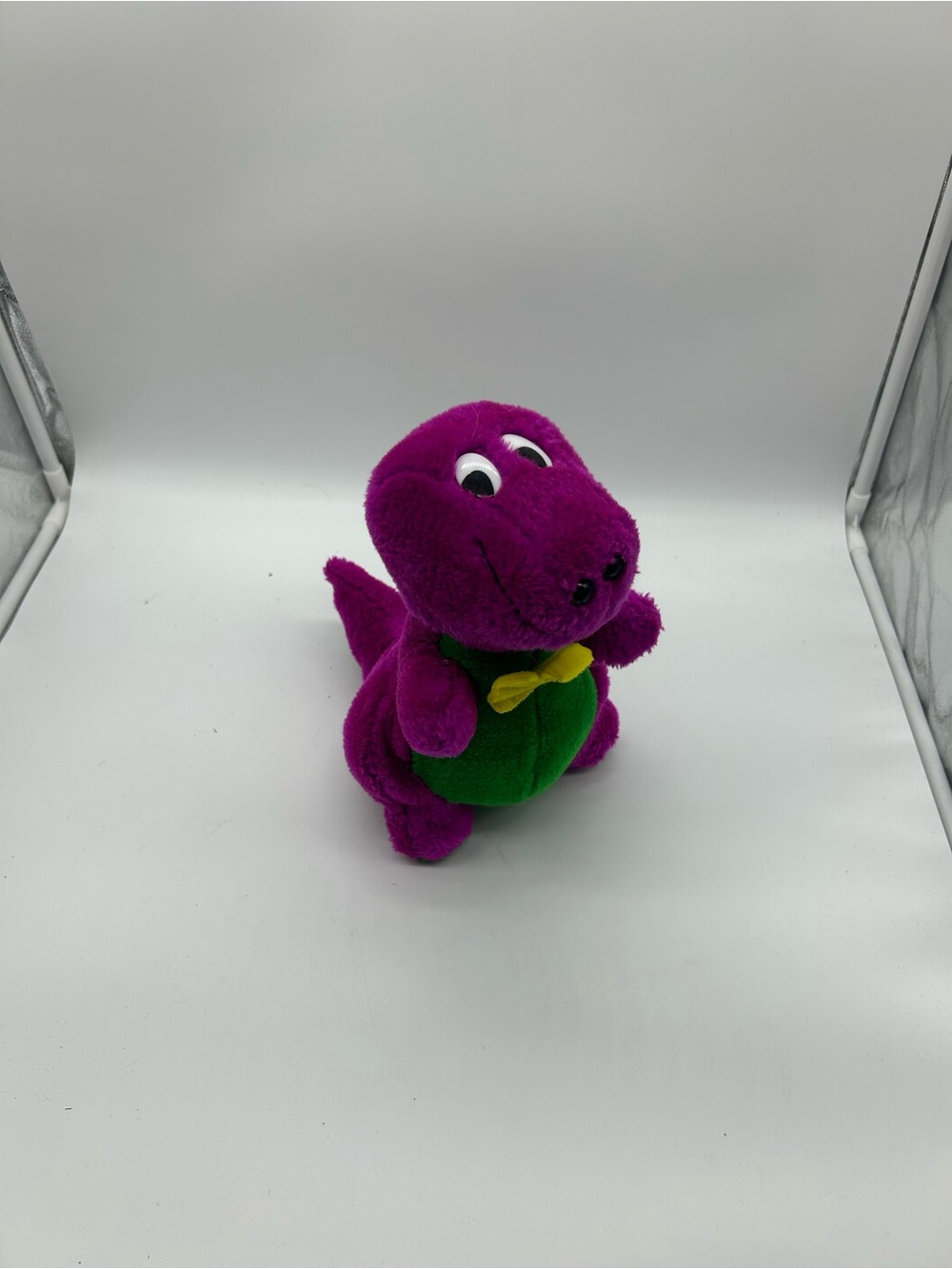 Vintage Barney The Purple Dinosaur Vintage 10” Stuffed Plush Yellow Bow Tie